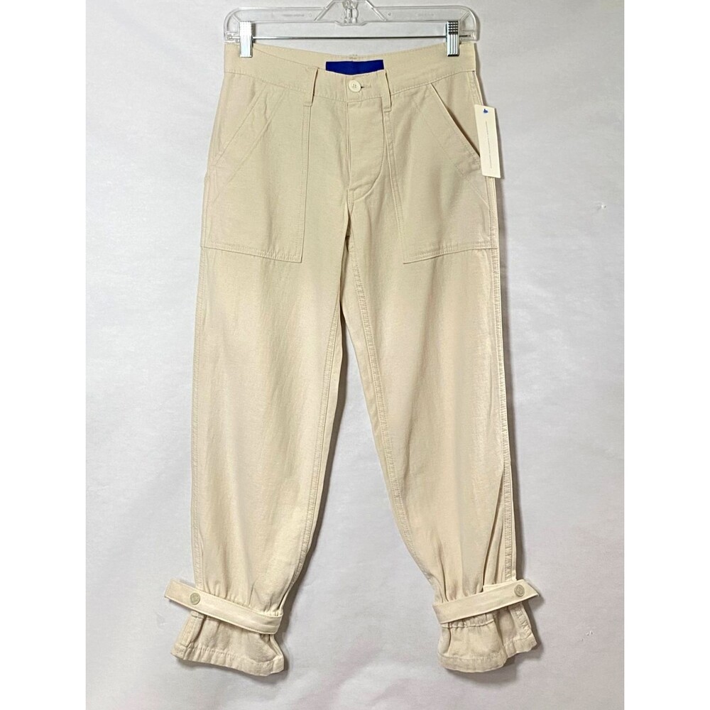 Mother x Carolyn Murphy Ankle Slapper Pants Womens Size 24 Cream NWT Flaw